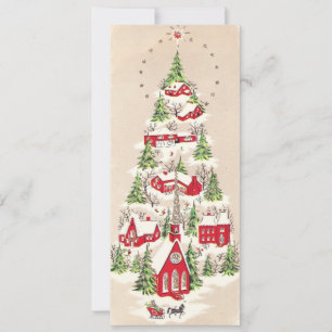 Vintage Kerst Paard Sleigh Vakantie Kaart