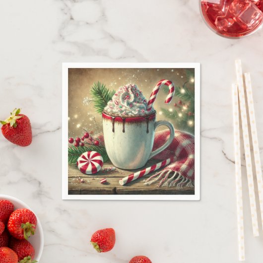 Vintage Kerst Pepermunt Mocha Mok Decoupage Servet (Insitu)