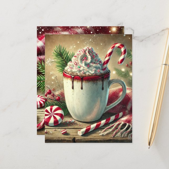 Vintage Kerst Pepermunt Mocha Scrapbook Papier (Voorkant / Achterkant in situ)