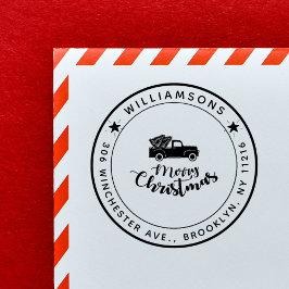 Vintage Kerst pick-up vrachtwagen retour adres Zelfinktende Stempel