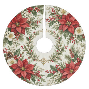 Vintage Kerst Poinsettia & Hulst Kerstboom Rok