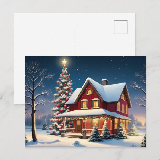 Vintage kerst poster briefkaart (Voorkant / Achterkant)