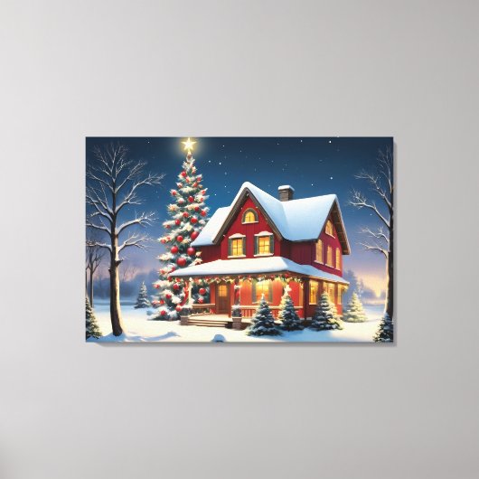 Vintage kerst poster canvas afdruk (Voorkant)
