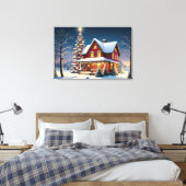 Vintage kerst poster canvas afdruk (Insitu (Slaapkamer))