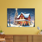 Vintage kerst poster canvas afdruk (Insitu (Woonkamer))