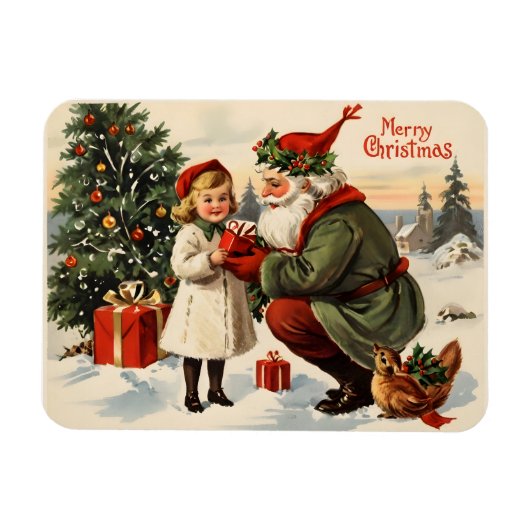 Vintage kerst poster magneet (Horizontaal)