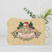 Vintage kerst pudding koken bakken voedsel cadeau feestdagenkaart (Staand voorkant)
