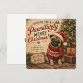 vintage kerst puggle kaart (Voorkant / Achterkant)