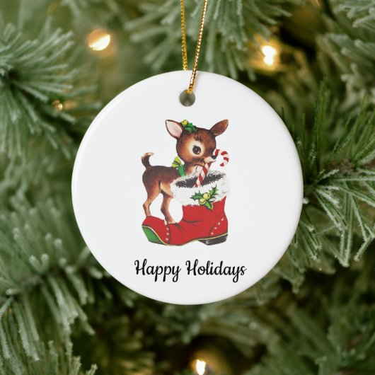 Vintage Kerst Reindeer Ornament (Boom)