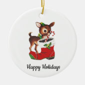 Vintage Kerst Reindeer Ornament (Voorkant)