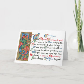 Vintage kerst religieus verlicht script feestdagen kaart