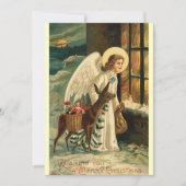 Vintage Kerst rendier en engel Notitiekaartje (Voorkant)