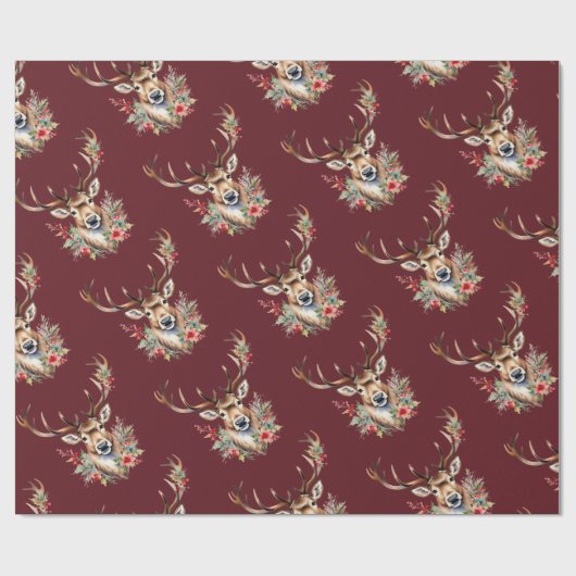 Vintage Kerst Rendier Wrapping Papier (Vlak)