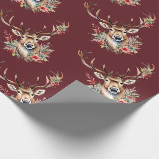 Vintage Kerst Rendier Wrapping Papier (Hoek)