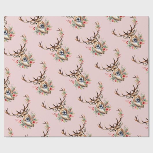 Vintage Kerst Rendier Wrapping Papier (Vlak)