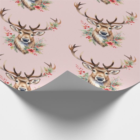 Vintage Kerst Rendier Wrapping Papier (Hoek)