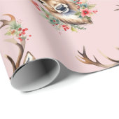 Vintage Kerst Rendier Wrapping Papier (Rol Hoek)