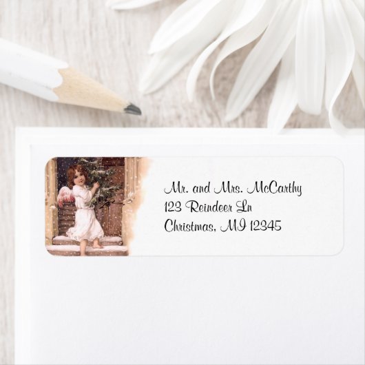 Vintage kerst retour adres label (Insitu)