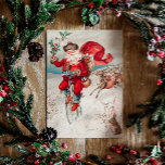 Vintage kerst. Retro Santa Claus en herten Feestdagenkaart<br><div class="desc">Vintage kerst сard met Sinterklaas en herten.</div>