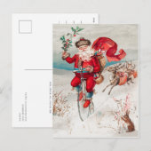Vintage kerst. Retro Sinterklaas en rendieren Feestdagenkaart (Voorkant / Achterkant)
