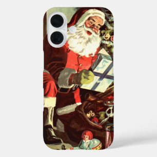 Vintage Kerst, Retro Sinterklaas met Cadeaus iPhone 16 Hoesje