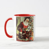 Vintage Kerst, Retro Sinterklaas met Cadeaus Mok (Links)