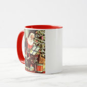 Vintage Kerst, Retro Sinterklaas met Cadeaus Mok (Voorkant links)