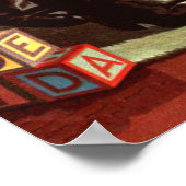 Vintage Kerst, Retro Sinterklaas met Cadeaus Poster (Hoek)