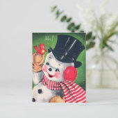 Vintage Kerst retro sneeuwpop Vakantie briefkaart (Staand voorkant)