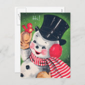 Vintage Kerst retro sneeuwpop Vakantie briefkaart (Voorkant / Achterkant)