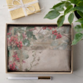 Vintage Kerst Robin en Kersen Decoupage Tissuepapier (Geschenk)