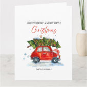 Vintage Kerst Rode Auto & Boom Kaart (Voorkant)