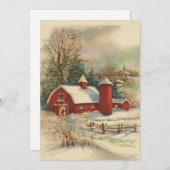 Vintage Kerst Rode Schuur Feestdagenkaart (Voorkant / Achterkant)