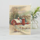Vintage Kerst Rode Schuur Feestdagenkaart (Staand voorkant)