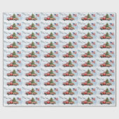 Vintage Kerst Rode Vrachtwagen Patriottische Vlag Cadeaupapier (Vlak)