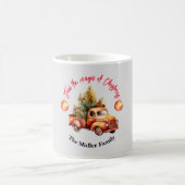 Vintage Kerst Rode Vrachtwagen Waterverf Koffiemok (Center)