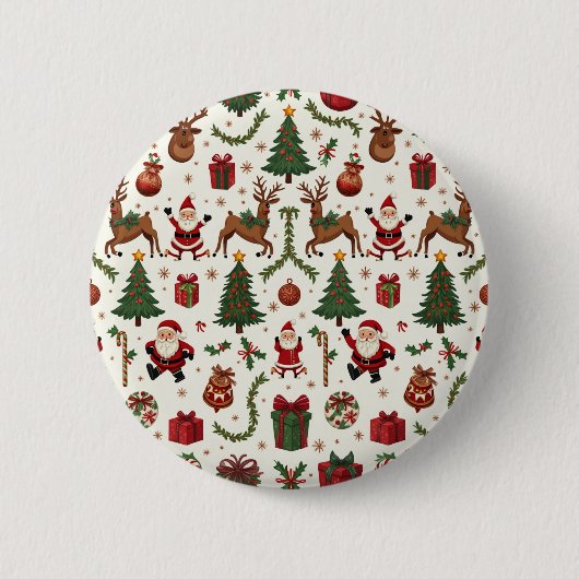 Vintage Kerst Ronde Button (Voorkant)