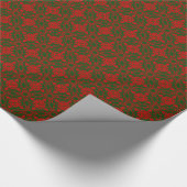 Vintage Kerst Rood Groen Damask #2 Cadeaupapier (Hoek)