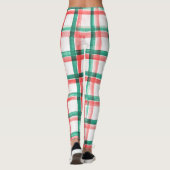 Vintage Kerst Rood Groen Plaid Waterverf Leggings (Achterkant)