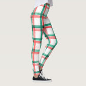 Vintage Kerst Rood Groen Plaid Waterverf Leggings (Rechts)