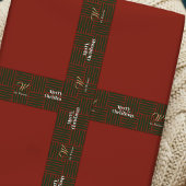 Vintage Kerst Rood Groen Plakken Familienaam Satijnen Lint