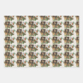 Vintage kerst santa, sneeuw en katten inpakpapier vel (Voorkant)