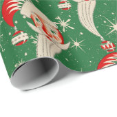 Vintage Kerst - Santa & Snowflakes Cadeaupapier (Rol Hoek)