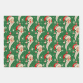 Vintage Kerst - Santa & Snowflakes Inpakpapier Vel (Voorkant)