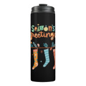 Vintage Kerst Schattige Retro Thermosbeker (Voorkant)