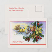 Vintage Kerst schattige vogels decoratie Feestdagenkaart (Voorkant / Achterkant)