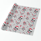 Vintage kerst Schattigee panda met snoepriet Cadeaupapier (Uitgerold)