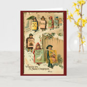 Vintage Kerst Schattigee Retro Kinder gepersonalis Kaart (Gele Bloem)