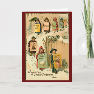 Vintage Kerst Schattigee Retro Kinder gepersonalis Kaart