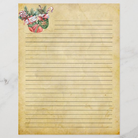 Vintage Kerst Schrijven Papier (Achterkant)